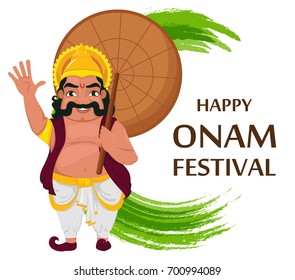 King Mahabali. Happy Onam festival in Kerala. Vector illustration on white background