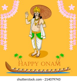 King Mahabali for Onam festival, India in vector