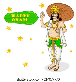 King Mahabali for Onam festival, India in vector