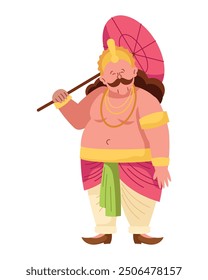 king mahabali with umbrella isolated
