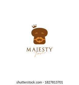 King majesty toast bread bakery logo icon symbol with bearded old wise king bread illustration mascot