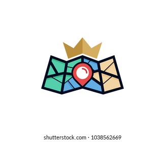 King Map Icon Logo Design Element