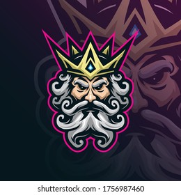 king mascot logo design vector with modern illustration concept style for badge, emblem and t shirt printing. king head illustration.