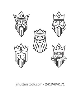 King mascot logo outline set