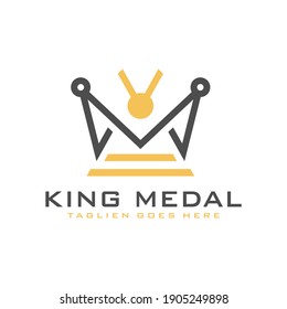king medal logo design with letter M