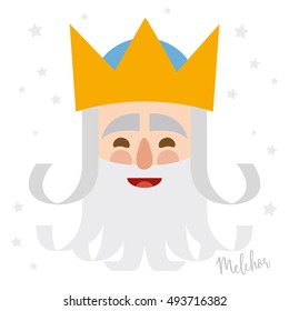 king Melchior. christmas ornament isolated vectorized. magi