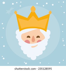 king Melchior. face vectorized on a starry sky