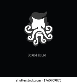  King Men Beard logo design concept ,Vector illustration