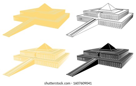 King Mentuhotep II Temple in perspective view.