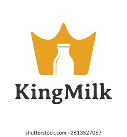 king milk flat minimalist logo design