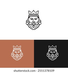 King minimal logo or modern line icon Vector line art and icon design with bold outline