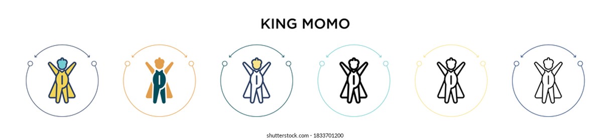 King momo icon in filled, thin line, outline and stroke style. Vector illustration of two colored and black king momo vector icons designs can be used for mobile, ui, web