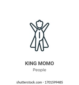 King momo outline vector icon. Thin line black king momo icon, flat vector simple element illustration from editable people concept isolated stroke on white background