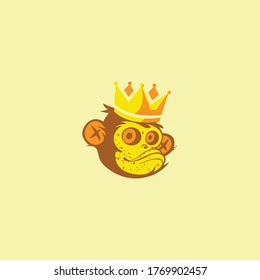 king monkey mascot vector logo