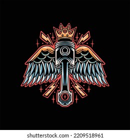 diseño de vector de tatuaje de motocicleta de rey