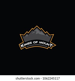 King of Mount, Crown Logo Vector, Grey Strong