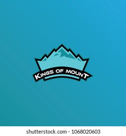 King of Mount, Crown Logo Vector, Cold Calm Color
