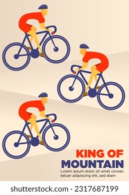 king of mountain cycling poster. cyclist ride climb te mountain. cycling event poster. abstract style vector illustration