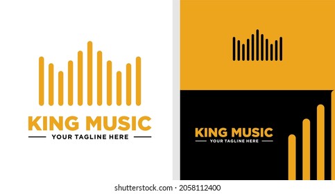 KING MUSIC LOGO CROWN NEGATIVE SPACE AUDIO EDITABLE