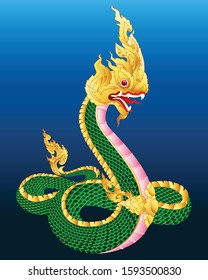 King Naga  big snake thai art graphic vector