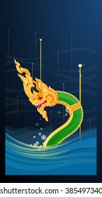 king of Nagas , Asian dragon in River.