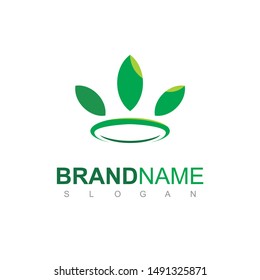 King Of Nature Logo With Leaf Crown Symbol