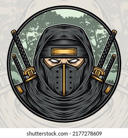 King Ninja Illustration. Premium vector