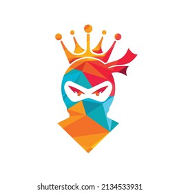 King Ninja vector logo design. Crown logo design combined with ninja.	