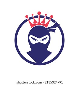 King Ninja vector logo design. Crown logo design combined with ninja.	