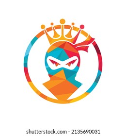 King Ninja vector logo design. Crown logo design combined with ninja.	