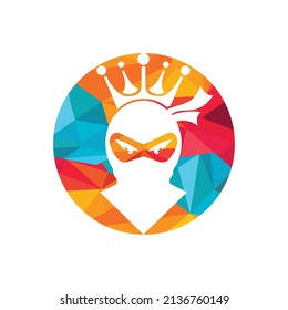 King Ninja vector logo design. Crown logo design combined with ninja.	