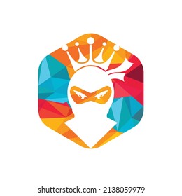 King Ninja vector logo design. Crown logo design combined with ninja.	