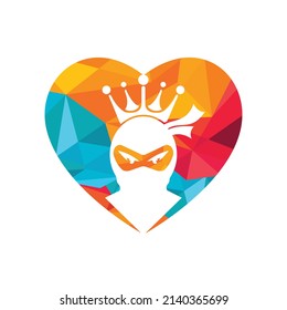 King Ninja vector logo design. Crown logo design combined with ninja.	