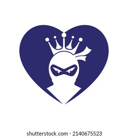 King Ninja vector logo design. Crown logo design combined with ninja.	