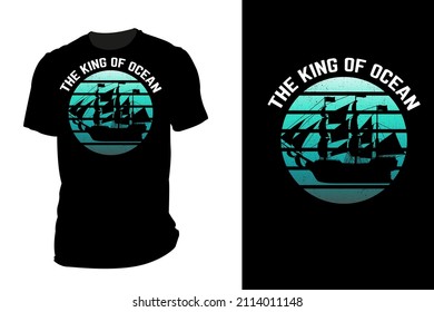 The king of ocean silhouette t shirt mockup retro vintage