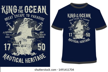 King Of The Ocean Vector graphic typographic design for poster, label, badge, logo, icon or t-shirt