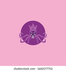 king octopus vector logo icon