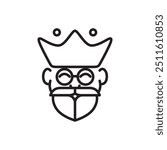 the king old man king head line minimalist logo design vector