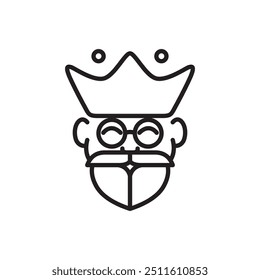 the king old man king head line minimalist logo design vector