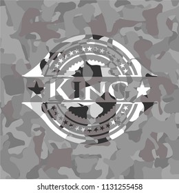 King on grey camo pattern
