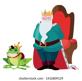 king on throne with toad prince characters