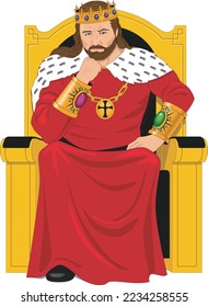 King on Throne Vector Illustration