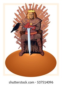 King on the throne on white background. Vector illustration.