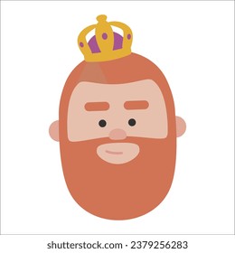 King of orient Caspar face. Christmas ornament isolated vectorized. Magi
wise men.