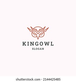 Plantilla de diseño plano del icono del logotipo del búho rey 