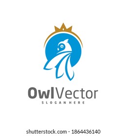 King Owl logo vector template, Creative Owl logo design concepts, Icon symbol, Illustration