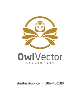 King Owl logo vector template, Creative Owl logo design concepts, Icon symbol, Illustration