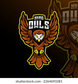 King Owls Animal Mascot Sport Club Team Badge