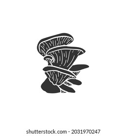  King Oyster Mushroom Icon Silhouette Illustration. Fungi Forest Vector Graphic Pictogram Symbol Clip Art. Doodle Sketch Black Sign.