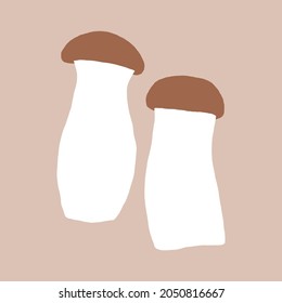 King oyster mushroom illustration. Simple bold eryngi shapes